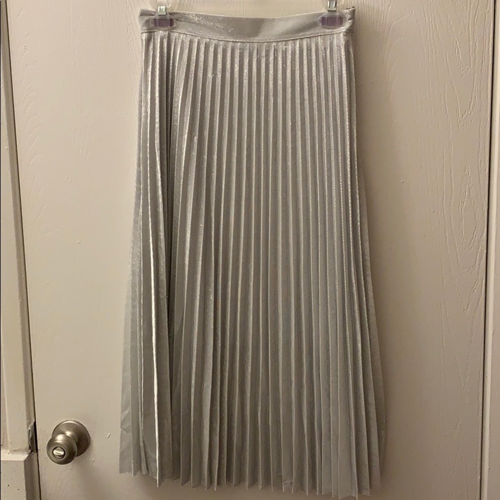 Pleated Silver Maxi style skirt
